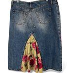 Vintage Y2K 90's Express 7/8 Denim Skirt Corduroy Floral Patches Ruffle Low rise Blue Photo 2