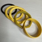 Vtg Bakelite Bangle Bracelets Craved Yellow Green TESTED‎ MCM Retro Spacer Corn Photo 0