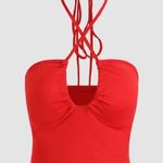 Cider Girl On Fire Red Halter Crop Top Photo 1
