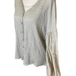 Peach Love California  Sweater Button Up V Neck Gray Fun Sleeves Womens Small Photo 3