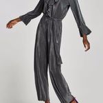 ZARA NWOT Ruffle Pleated Gray Jumpsuit XS Photo 0