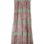 BHLDN Anthropologie  Joni Dress Pink & White Striped Sleeveless Lace Maxi Size 2 Photo 3