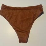 NEW Brown Shimmer Swim Bottoms High Waist Summer Metallic Sparkle High Leg Size M Photo 1