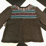 Anthropologie  Guinevere Cardigan Fair Isle Knit Sweater Capelet Brown Rainbow L Photo 6