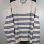 Harper  Women Cream and Gray Striped Crewneck Sweater Photo 0