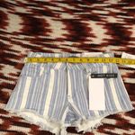 NEW NWT Micro Mini Baddie Hot Girl Low Rise Denim Jean Blue White Stripes Booty Shorts Frayed Hem #grunge #punk #retro #clubbing #festival Size 0 Photo 5