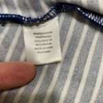 Fred David Top Womens XL Navy Striped Crochet Lace Long Tie Sleeve Scoop Neck Photo 9