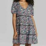 Wild Fable  Floral Print‎ Short Sleeve Tiered Babydoll Flowy Mini Dress Siize XS Photo 2