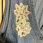Blue Diamond Vintage 1990s Blue Denim Vest Lace Floral Appliques & Trim Large Photo 5
