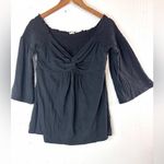 Venus  XLTwist Front Pullover Bell Sleeve Top in Black Photo 7