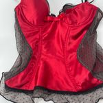Jezebel  Scarlet Red and Black Lace Satin Doll intimately Bustier size 34B Photo 7