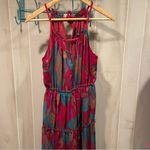 Jessica Simpson Cute bright tropical beach pool flowy boho tie neck halter dress or coverup maxi Photo 8