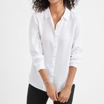 Eileen Fisher  Drapey Tencel Collared Shirt White L Photo 2