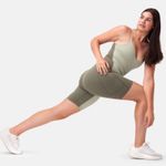 Outdoor Voices Zoom 8” Bodysuit Sandstone Tea Tree M Photo 0