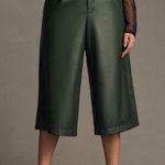 Anthropologie  NWT Green Faux Leather Cullotes Size 10 Photo 11