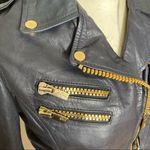 Black Rivet Vintage Y2K  Moto Motorcycle Biker‎ Zip Gray Leather Jacket XS Photo 3