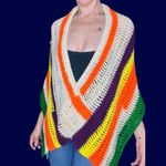 Vintage Handmade Colorful Crochet Hippie Winter Scarf Shawl Multiple Photo 7