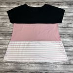 SheIn  Curve Women's Casual T Tee Shirt Colorblock Black White Baby Pink 1XL Lace Photo 11