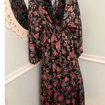 Misa Anthropologie  Size S Floral Puff Sleeve Midi Dress Silky Kimono Style $349 Photo 5