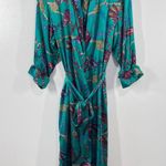 Victoria's Secret Vintage  Silk Robe Small Green Tassel Chain Print 90s Loungewear Photo 0