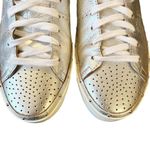 Rebecca Minkoff Shoes Size 5.5 Metallic Silver Leather Lace Up Italian Sneakers Photo 6
