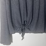 Dylan  tie front stripped long sleeve shirt grey white size L NWT Photo 2