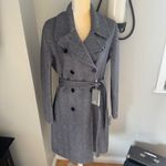 SOIA & KYO Safira Double Breasted Wool Herringbone Coat, Black/Gray Medium NWT Photo 1