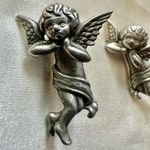 JJ Jonette removable cherub silver tone earrings Photo 6