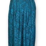 Vintage 90s Pleated Maxi Skirt Turquoise Blue Black Paisley Print Textured 6 Photo 0