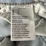 American Eagle  SZ 2 Mom Jean Shorts Distressed Cuffed Zip-Fly Light Wash Stretch Photo 9