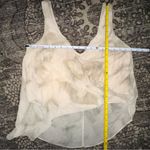 Free People  Women’s L Cream Tan Print Tank Flowy Asymmetrical Surplice Tank Top Photo 4