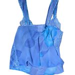 Vtg 1990s California Dynasty Blue Floral Sheer Top Satin Pants Pajama Set Sz M Size M Photo 1