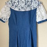 Denim And Lace Midi Dress NWT Blue Photo 6