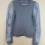 Veronica Beard  Adler Sweater XS 100% Merino Wool Blue Mixed Media Striped Photo 0