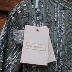 Mac Duggal  5980 Blue High Neck Short Sleeve Crystal Fringe Column Dress Photo 14