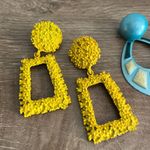 VINTAGE 80’s 90’s chunky dangle earrings painted eclectic festival unique retro Blue Photo 1