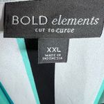 Bold Elements Beautiful aqua & turquoise long split sleeve cross front faux wrap top size XXL Photo 4