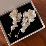 Anthropologie  Blossom Drop Earrings Ivory Photo 6