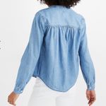 Madewell  Blue Denim Shirred Popover Top Women’s Size S Long Sleeves Photo 1