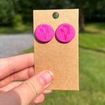 Handmade Pink glitter cow indent  earrings  Photo 0