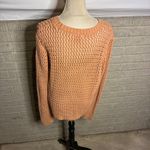 Pink Lily  Crochet Knit Sweater Orange Long Sleeve Open Weave Size L Photo 2