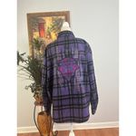 Disney  Marvel Flannel Shirt Womens L Purple Plaid Black Panther Wakanda Forever Photo 3