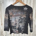 Vintage 90s Buffalo Bills Wild West Faded Western‎ Cowgirl 3/4 Sleeve Womens Lg Black Photo 3