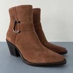 Antonio Melani Tabbie Oiled Suede Pecan Pie Brown Western Buckle Boots Photo 0