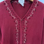 Christopher & Banks Vintage  Maroon Embroidered Cardigan Photo 1