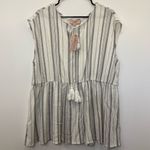 Philosophy NWT sleeveless striped peplum top with tassel tie keyhole Photo 1