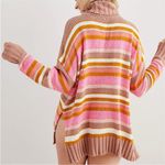 Aerie  Tan & Pink Striped Turtleneck Sweater NEW Photo 2