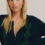 Reformation Clara Crew Cardigan Navy Multi Photo 1