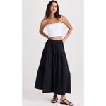 STAUD Sea Skirt Black Tiered Volume Midi Cotton Poplin High Waist 4 Lightweight Photo 3