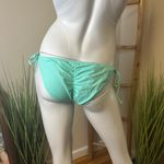 Victoria's Secret  Bikini Bottom Side Tie Ruched Backside Tiffany Aqua Blue Medium Photo 1